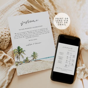CANCUN Wedding Welcome Letter Template, Beach Wedding Timeline Printable, Destination Wedding Schedule of Events, Tropical Wedding Timeline image 2