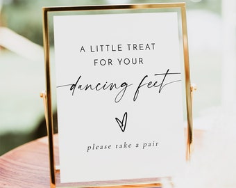 BLAIR Minimalist Wedding Flip Flop Sign Printable, A Little Treat For Your Dancing Feet Sign, Bohemian Wedding Dancing Shoe Sign