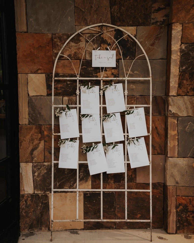 ADELLA Minimalist Wedding Seating Chart Card Template, Modern Wedding Seating Chart Cards, Simple Seating Chart Cards Wedding image 3
