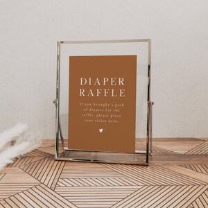 MIA Baby Shower Diaper Raffle Ticket, Burnt Orange Diaper Raffle Sign Template, Terracotta Baby Shower Games, Rust and Beige Earth Tones DIY