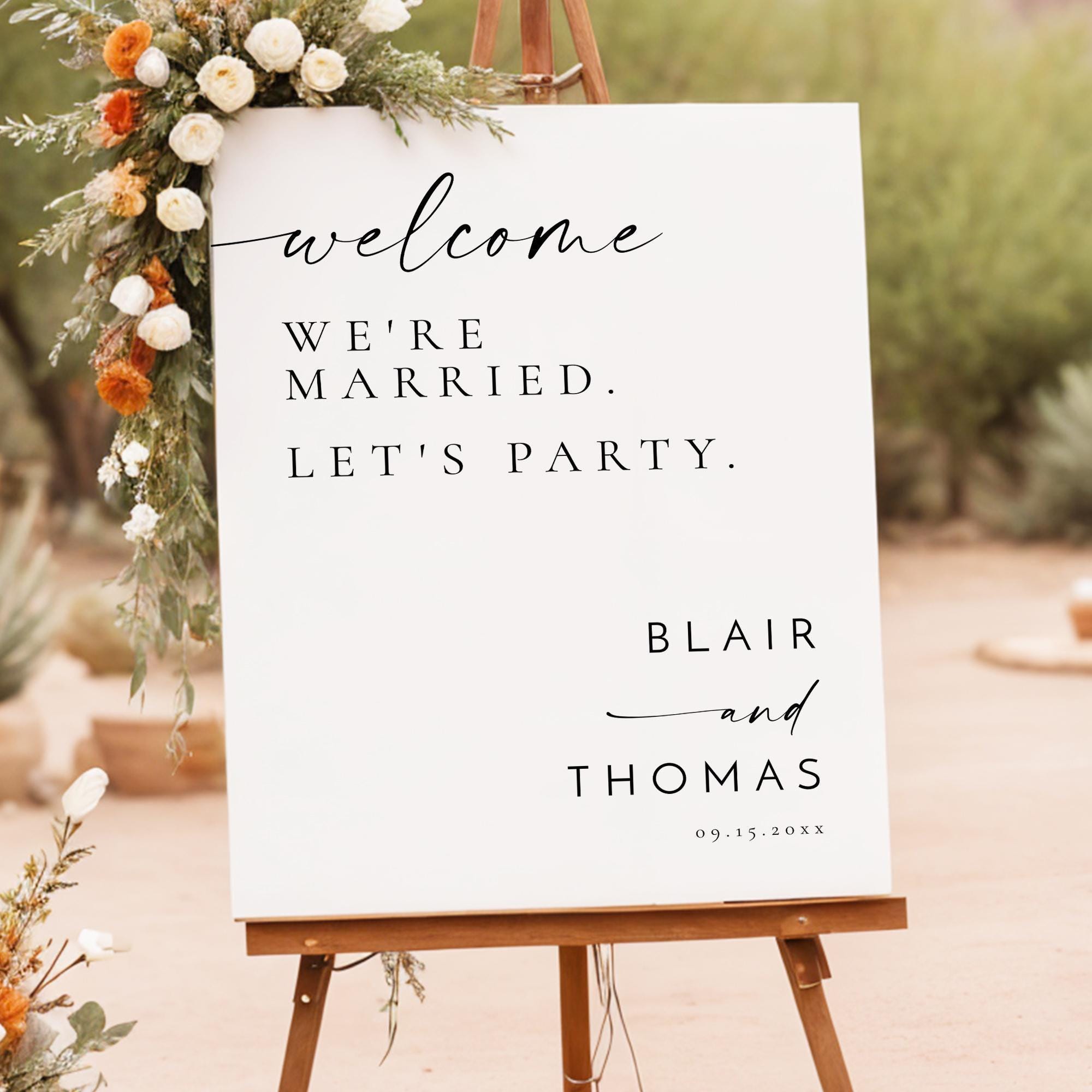 Bohemian Wedding Welcome Sign Template, Let's Party Wedding Welcome ...