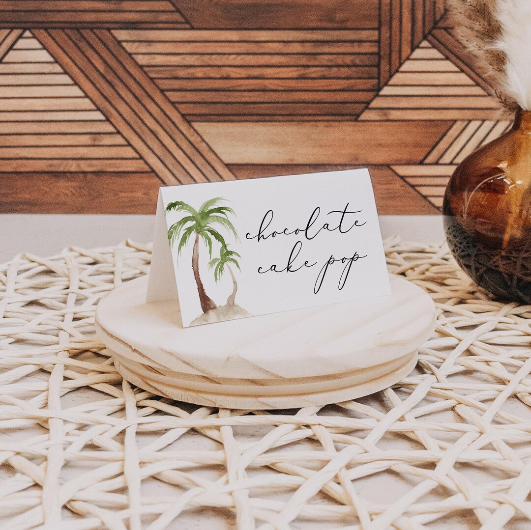 Palm Tree Buffet Card Template, Tropical Party Buffet Cards, Beach Food ...
