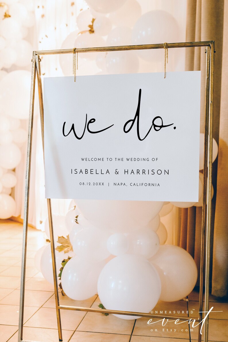 ADELLA Minimalist Wedding Welcome Sign, We Do Welcome Sign, Welcome Poster, Modern Wedding, Instant Download Editable, Contemporary image 2