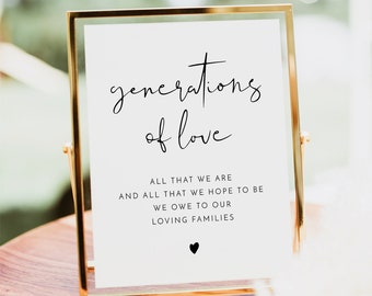 ADELLA Minimalist Generations of Love Sign Printable, Modern Wedding Sign, All That We Hope To Be Simple Elegant Minimal Wedding Signage DIY