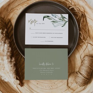 Modèle de carte RSVP TERA, carte postale RSVP, téléchargement immédiat imprimable, carte-réponse de mariage verdure, carte-réponse de mariage simple jardin rustique