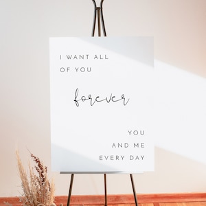 ADELLA Love Quote Wedding Sign Template, Modern Minimalist Wedding Welcome Sign, I Want all of You Forever Sign Printable, Simple Signage