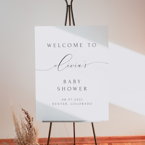 Baby Shower Willkommensschild Vorlage, Babyparty Willkommensschild zum Ausdrucken, modernes minimalistisches Babyparty-Poster, Geschlechtsneutrales einfaches DIY ASHER