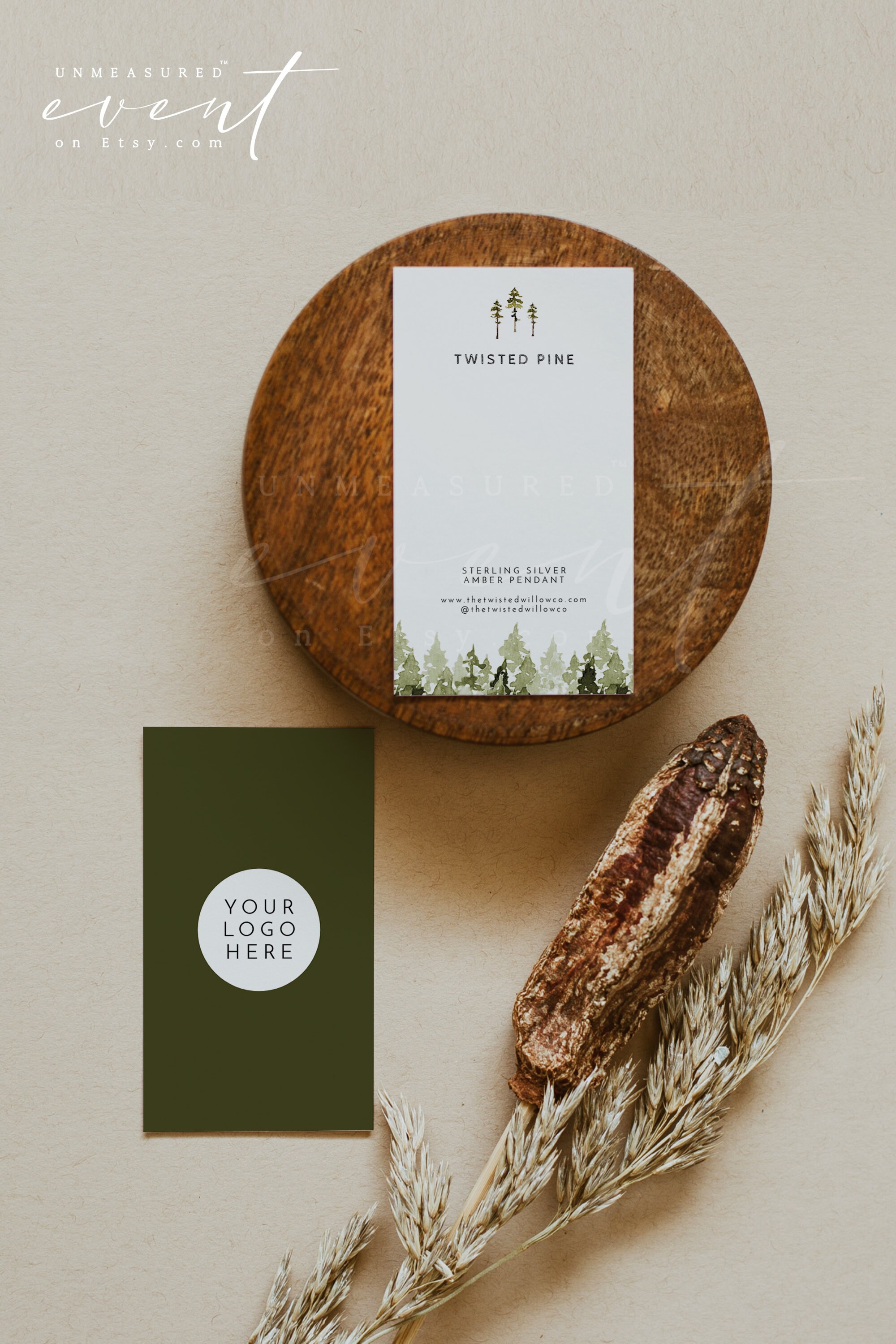 Paper & Party Supplies Pine Product Display Cards Printable JENNA Bow