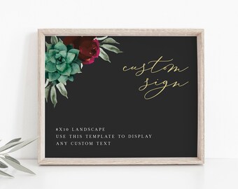 AMY | Succulent Sign Template, Burgundy Wedding Sign, Desert Wedding Sign, Custom Signs Printable, Wedding Sign Bundle, Instant Download