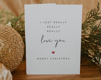 ADELLA Plantilla de tarjeta de Navidad imprimible para esposo Tarjeta de Navidad de amor romántico moderno Tarjeta de Navidad para esposo o novio Editable