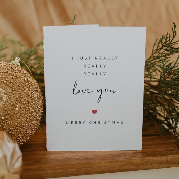 ADELLA Printable Husband Christmas Card Template Modern Romantic Love Christmas Card Christmas Card for Husband or Boyfriend Editable