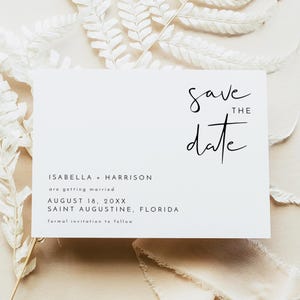 Cartão postal minimalista para salvar a data, cartão postal moderno para salvar a data do casamento, modelo eletrônico para salvar a data, cartão postal instantâneo para salvar a data ADELLA