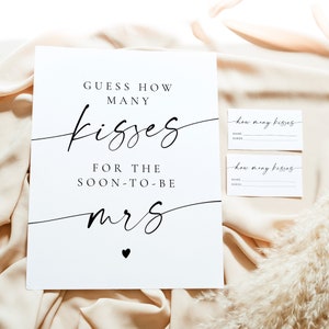 BLAIR PRINTED + SHIPPED Kisses for Mrs Bridal Shower Game Set, Modern Minimalist Bridal Shower Games, Bridal Shower Games and Activities