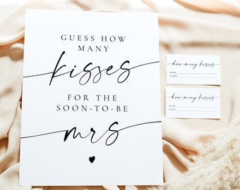 BLAIR PRINTED + SHIPPED Kisses for Mrs Bridal Shower Game Set, Modern Minimalist Bridal Shower Games, Bridal Shower Games and Activities