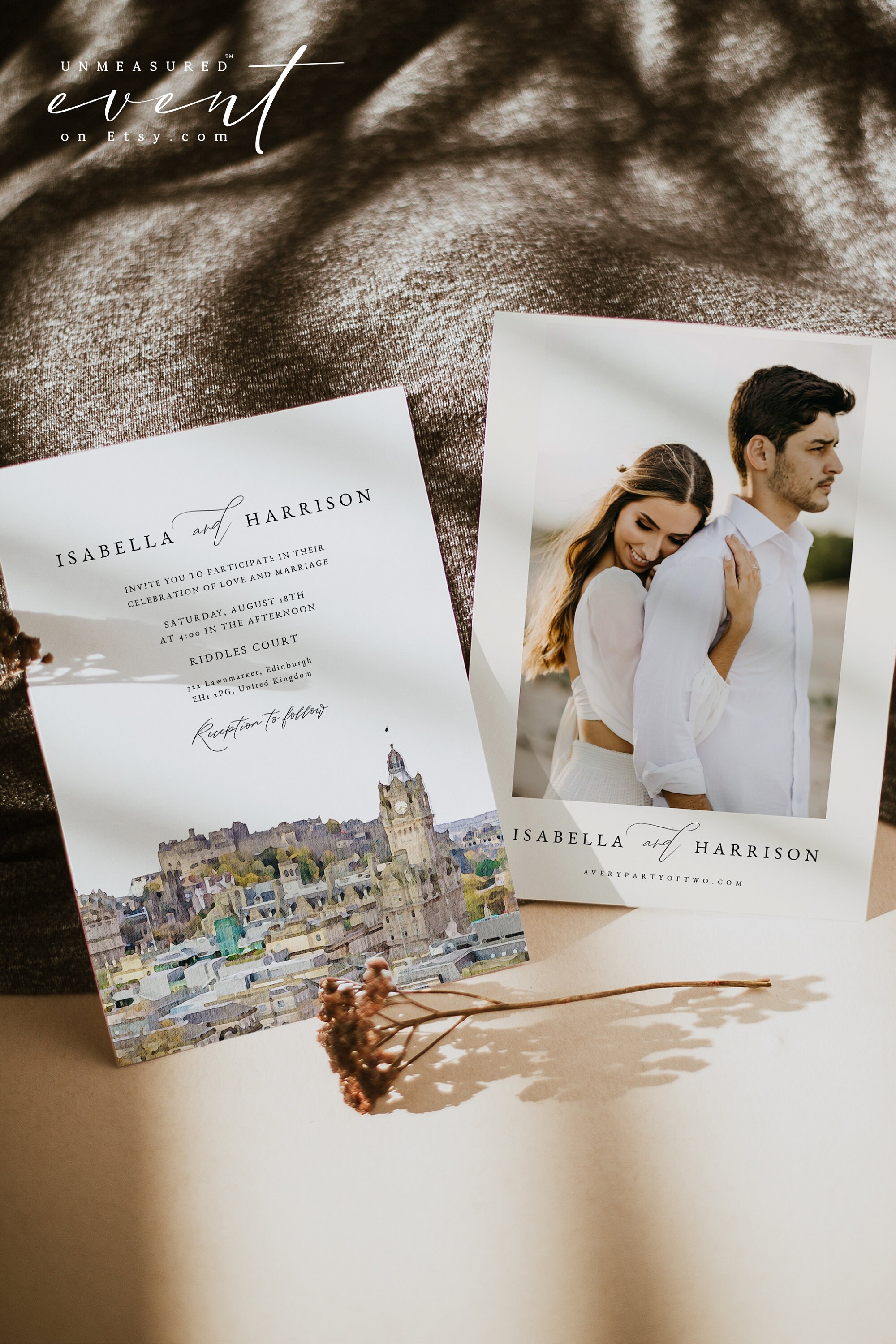 EDINBURGH Wedding Invitation Template Edinburgh Skyline Etsy