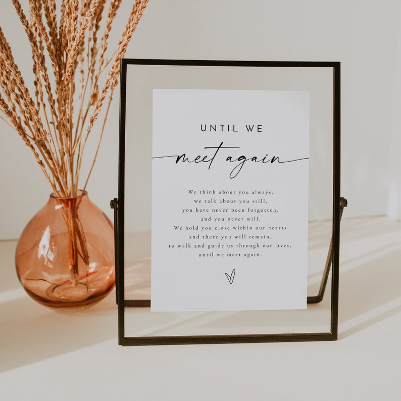 BLAIR In Loving Memory Sign Template, Minimalist Wedding Memorial Sign, Until We Meet Again Forever in Our Hearts, Modern Memory Table Sign zdjęcie 2