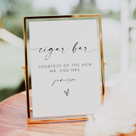 Minimalist Cigar Bar Sign Printable, Modern Wedding Cigar Bar Sign, Bohemian Smoking Sign, Boho Wedding Editable Table Signage - BLAIR