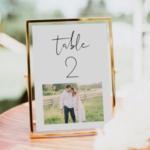 ADELLA Minimalist Photo Table Numbers Template, Modern Table Numbers Printable, Wedding Photo Table Numbers, Picture Table Numbers Instant