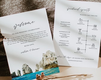 CABO Wedding Welcome Letter Template, Wedding Timeline Template, Printable Wedding Order of Service, Wedding Day Event Cabo Mexico Welcome