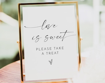 BLAIR Love is Sweet Sign Printable, Modern Desert Table Sign Sign, Bohemian Wedding Favor Sign Instant DIY, Boho Wedding Editable Signage