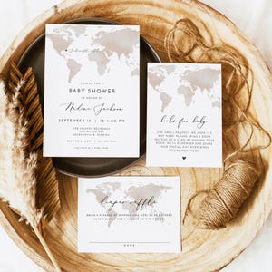 Ensemble d'invitations pour baby shower carte, faire-part de baby shower aventure, invitation de baby shower de voyage, suite de baby shower sur le thème du voyage DIY CARMEN