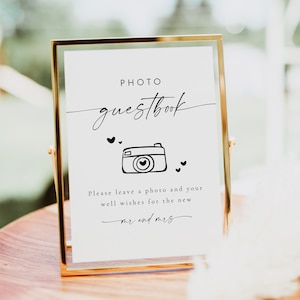 BLAIR Photo Guestbook Sign Printable, Modern Photo Guest Book Sign, Bohemian Polaroid Guest Book Sign Instant DIY, Boho Wedding Editable DIY
