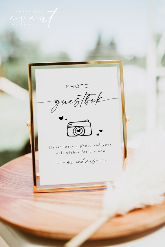 BLAIR Photo Guestbook Sign Printable, Modern Photo Guest Book Sign,  Bohemian Polaroid Guest Book Sign Instant DIY, Boho Wedding Editable DIY 