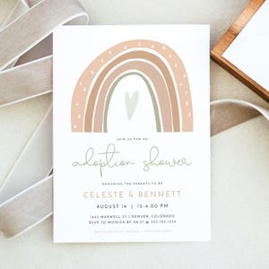 GITA Rainbow Adoption Shower Invitation, EDITABLE COLORS, Pastel Rainbow Adoption Party Invite, Welcome Home Adoption Evite Instant Download