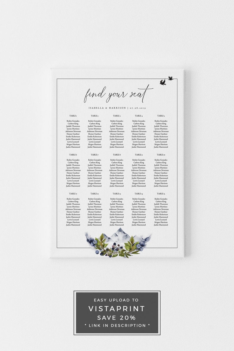 Wedding Seating Chart Poster Vistaprint