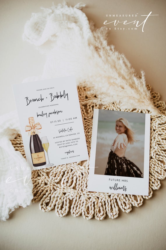 SYLVIE Bridal Shower Invitation, Champagne Brunch and Bubbly Invitation Template, Bridal Shower Invite, Bridal Shower Evite, Bridal Brunch