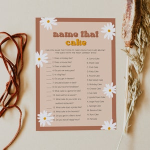 STEVIE Retro Name That Cake Bridal Shower Game, Kisses for Mrs Bridal Shower Game, 70&#39;s Bridal Shower, Groovy Peace Out Hippie Themed DIY