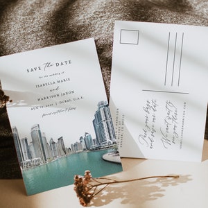 DUBAI, réservez cette date modèle, carte postale des Émirats arabes unis, réservez cette date, voyage mariage, réservez cette date, destination à l'étranger bricolage instantané