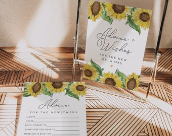 EMMA Advice and Wishes Bridal Shower Game Template, Sunflower Bridal Shower Advice Card, Rustic Bridal Shower, Fall Shower Games Autumn DIY