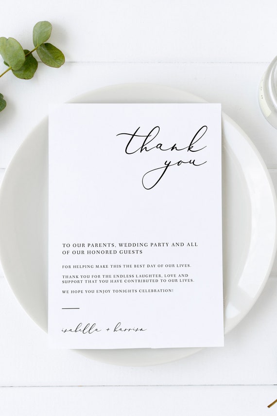 Evelyn Table Thank You Card Printable Place Setting Thank You Etsy Hong Kong