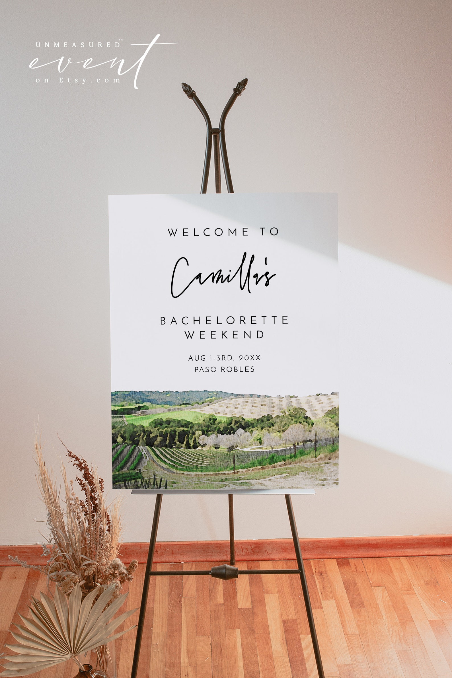 Robles Sign PASO ROBLES Bachelorette Welcome Sign Template, Printable Watercolor ...