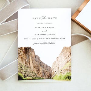 Modèle réservez votre parc national BIG BEND, carte postale réservez votre paysage Big Bend à imprimer, réservez cette date pour mariage à faire soi-même