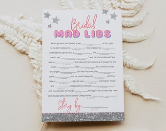 DINA Space Cowgirl Mad Libs Bridal Shower Game, Disco Cowgirl Bridal Shower Game Printable, Cow Print Bridal Shower Game DIY Instant Glitter