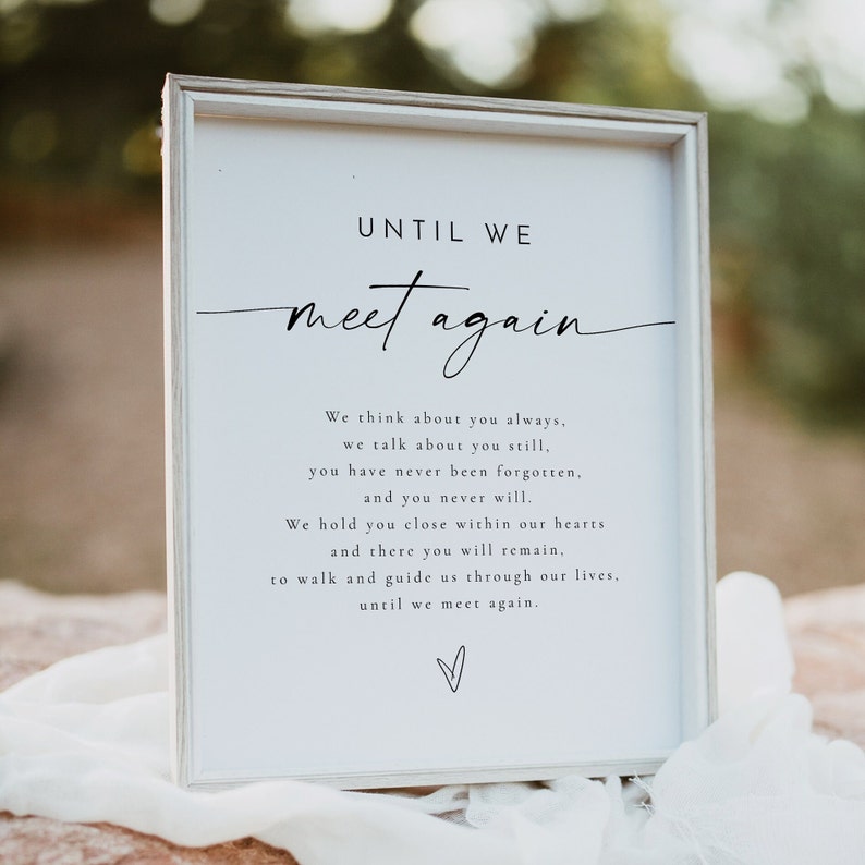 BLAIR In Loving Memory Sign Template, Minimalist Wedding Memorial Sign, Until We Meet Again Forever in Our Hearts, Modern Memory Table Sign zdjęcie 3