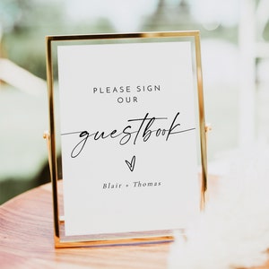 BLAIR Wedding Guest Book Sign, Please Sign Our Guestbook Sign Printable, Modern Guest Book Sign, Minimalist Guestbook Sign, Boho Guestbook image 1