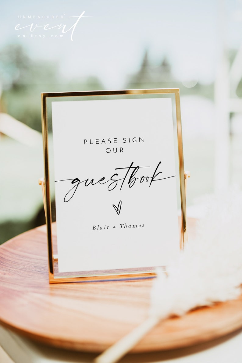 BLAIR Wedding Guest Book Sign, Please Sign Our Guestbook Sign Printable, Modern Guest Book Sign, Minimalist Guestbook Sign, Boho Guestbook image 1