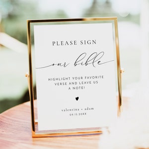 Minimalist Sign Our Bible Sign, Modern Please Sign Bible Guestbook Sign, Elegant Wedding Guestbook, Modern Minimalist Wedding VALENTINA