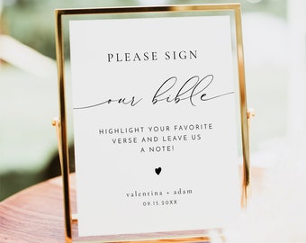 Minimalist Sign Our Bible Sign, Modern Please Sign Bible Guestbook Sign, Elegant Wedding Guestbook, Modern Minimalist Wedding VALENTINA