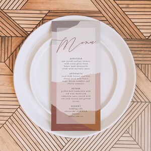 Modelo de menu de casamento boho DUSK, cartões de menu de casamento em terracota, menu de casamento no deserto, menu de casamento do sudoeste, menu de chá de bebê Stucco DIY