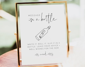 ADELLA Wedding Message in a Bottle, Wedding Message in a Bottle Guestbook, Wedding Ceremony Signs, Modern Minimalist Wedding Templates