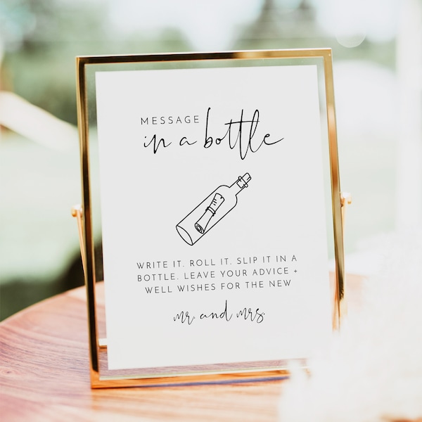 ADELLA Wedding Message in a Bottle, Wedding Message in a Bottle Guestbook, Wedding Ceremony Signs, Modern Minimalist Wedding Templates