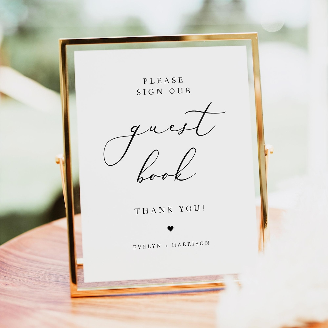 Minimalist Guest Book Sign Printable, Elegant Sign Our Guestbook Sign ...