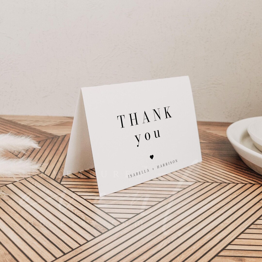 Thank You Card Template, Modern Minimalist Thank You Card, Printable ...