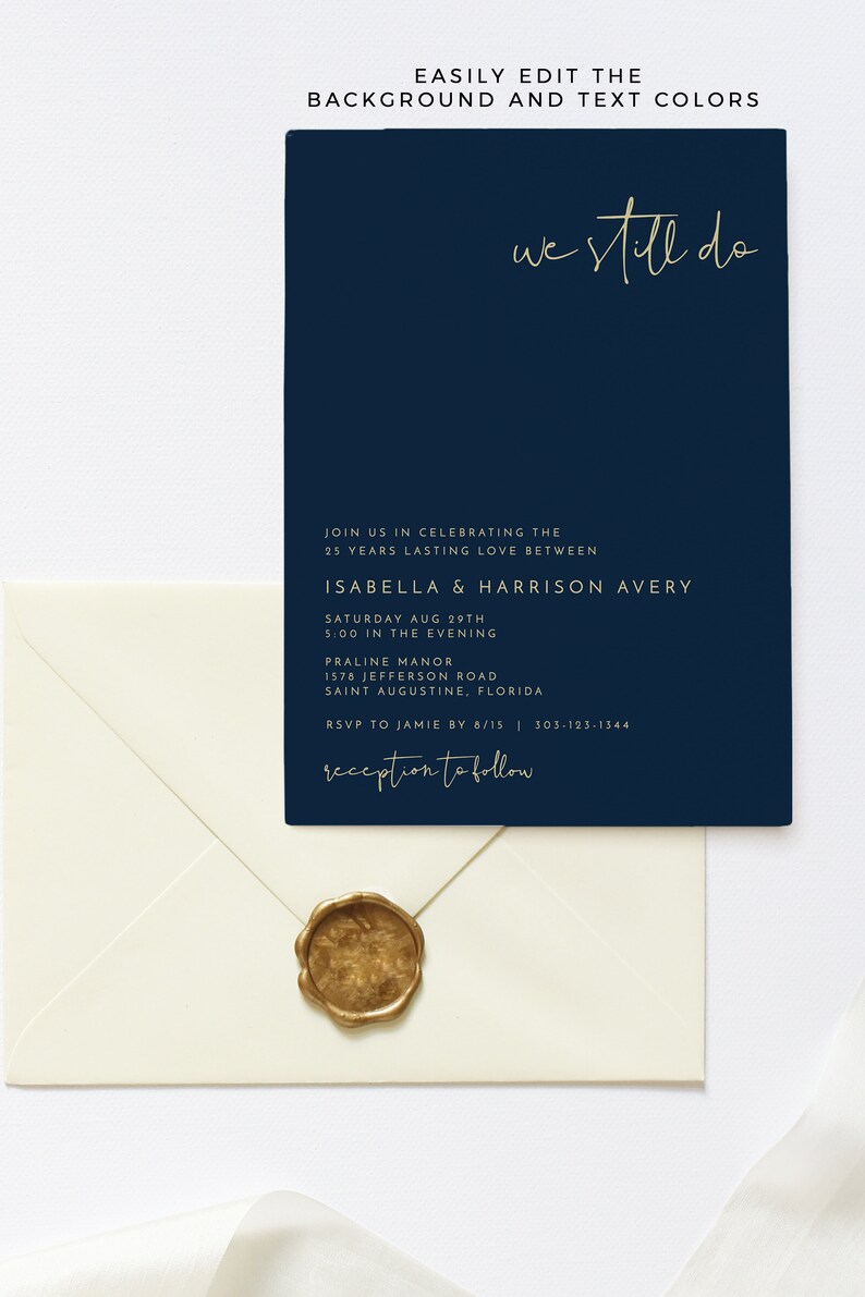Vow Renewal Invitation Minimalist Anniversary Invitation Instant Download Adella We Still Do Invitation Template Templett Invitation