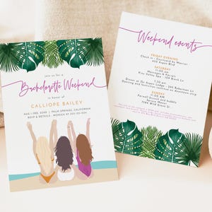 ROXY Tropical Bachelorette Invitation & Itinerary Template, Beach Bachelorette Weekend Invite Printable, Island Swim Bachelorette Instant