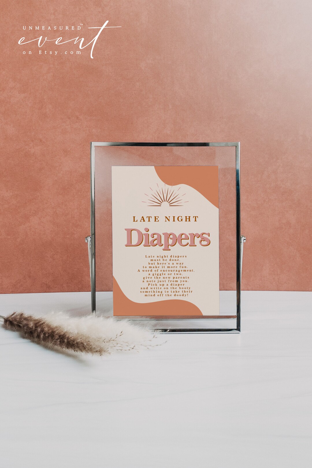 Late Night Diapers Baby Shower Game, Retro Baby Shower Games, 70's